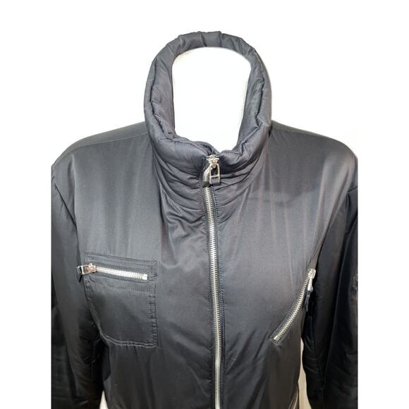 CHICO'S Jacket Size L (2) Black Polyester Puffer Zip Pocket Zippered Coat - Picture 3 of 7